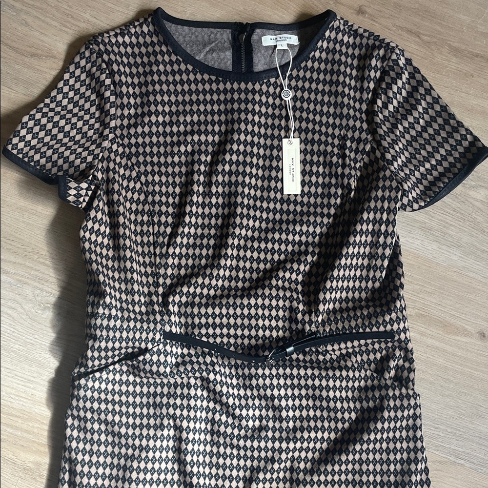 NWT Max Studio Black and Tan Geometric Dress Size Large